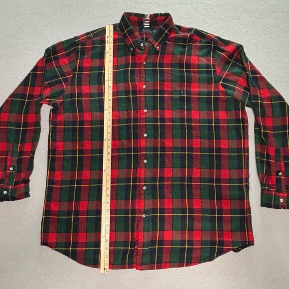Polo Ralph Lauren Classic Fit Flannel Shirt Red Green Plaid Pony XXLT / 2XLT - Picture 3 of 8